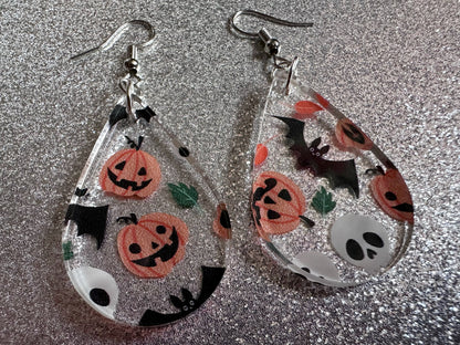 Halloween Earrings: Laser Cut Acrylic Pumpkins, Bats, Skulls, Skeletons, Fall Leaves, Spooky, Autumn, Spooky, Best Gifts for Her/Him/Them