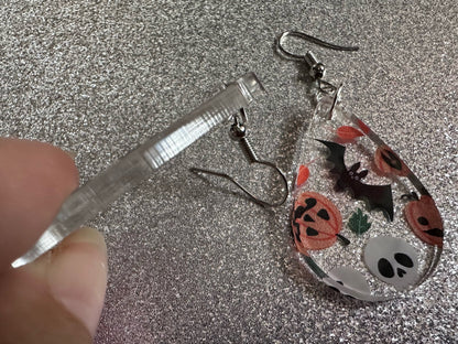 Halloween Earrings: Laser Cut Acrylic Pumpkins, Bats, Skulls, Skeletons, Fall Leaves, Spooky, Autumn, Spooky, Best Gifts for Her/Him/Them