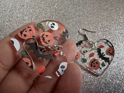 Halloween Earrings: Laser Cut Acrylic Pumpkins, Bats, Skulls, Skeletons, Fall Leaves, Spooky, Autumn, Spooky, Best Gifts for Her/Him/Them