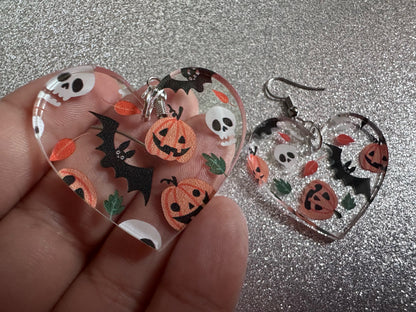 Halloween Earrings: Laser Cut Acrylic Pumpkins, Bats, Skulls, Skeletons, Fall Leaves, Spooky, Autumn, Spooky, Best Gifts for Her/Him/Them
