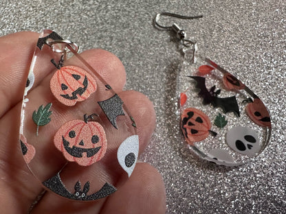 Halloween Earrings: Laser Cut Acrylic Pumpkins, Bats, Skulls, Skeletons, Fall Leaves, Spooky, Autumn, Spooky, Best Gifts for Her/Him/Them
