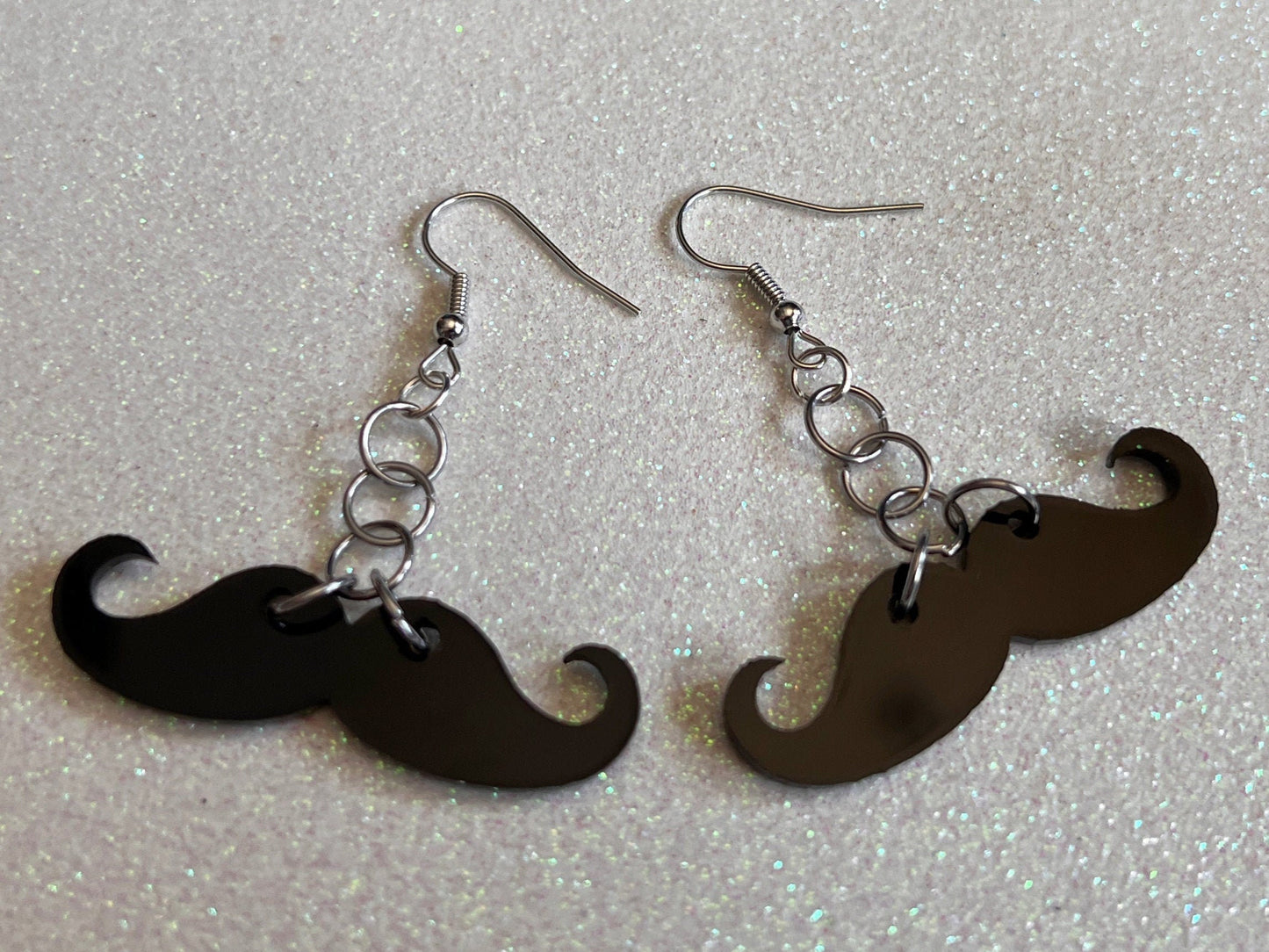 Handlebar Moustache Earrings: Laser Cut Acrylic Mustache, Facial Hair, Gentleman, Hipster, Best Gifts for Her/Him/Them