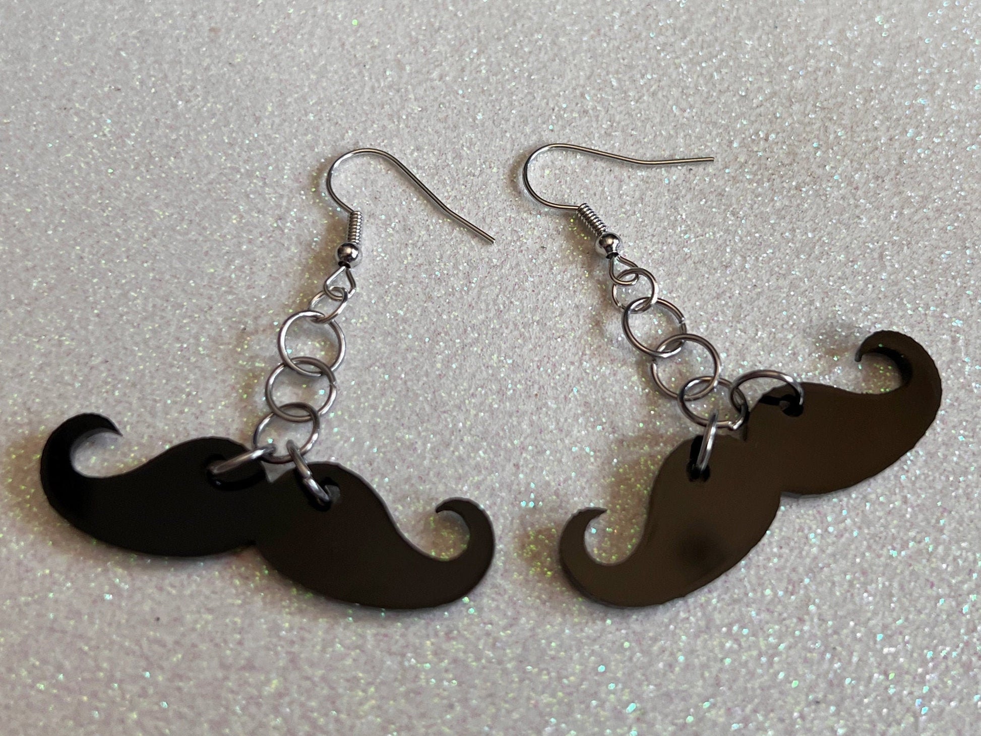 Handlebar Moustache Earrings: Laser Cut Acrylic Mustache, Facial Hair, Gentleman, Hipster, Best Gifts for Her/Him/Them