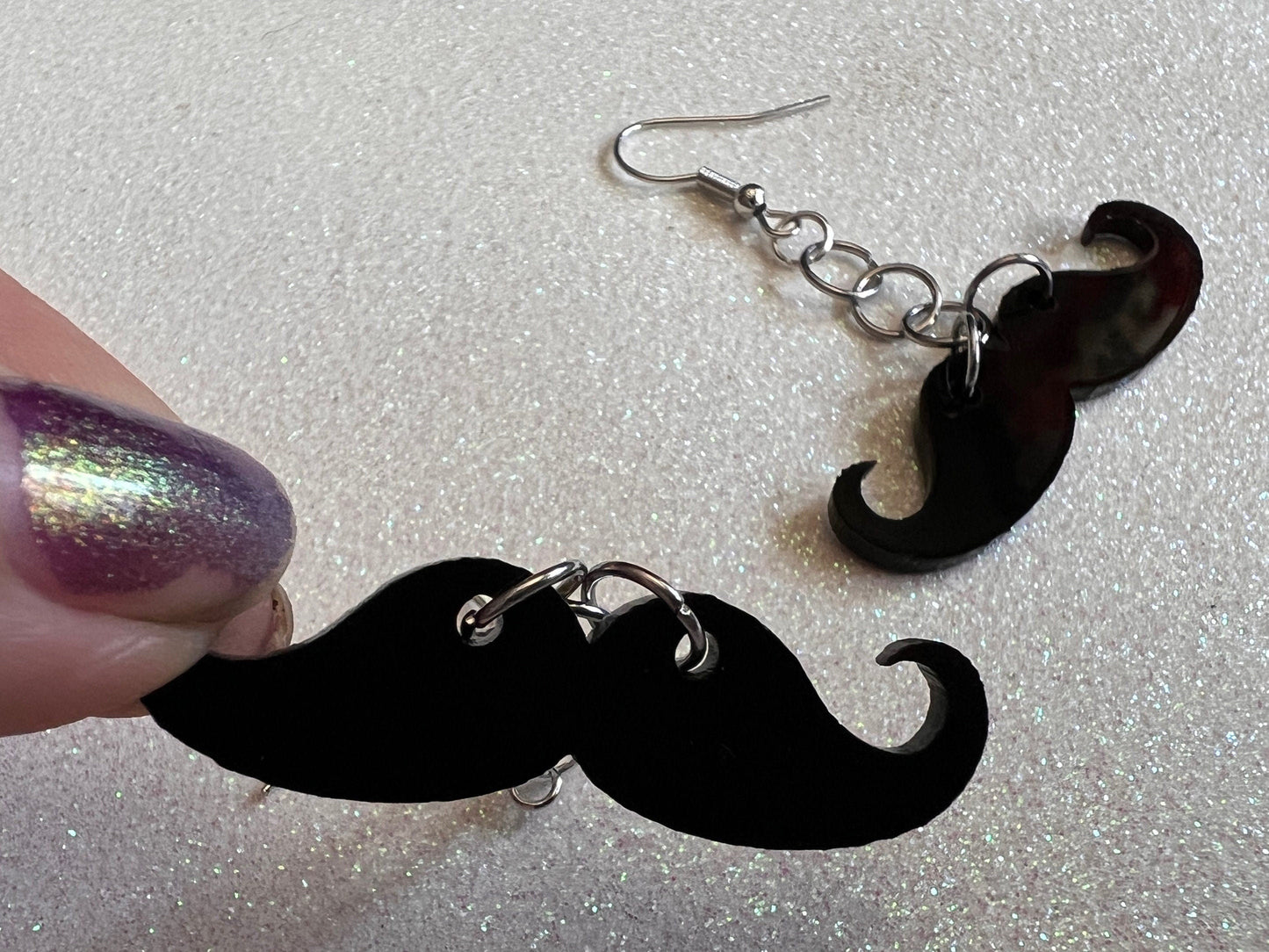 Handlebar Moustache Earrings: Laser Cut Acrylic Mustache, Facial Hair, Gentleman, Hipster, Best Gifts for Her/Him/Them
