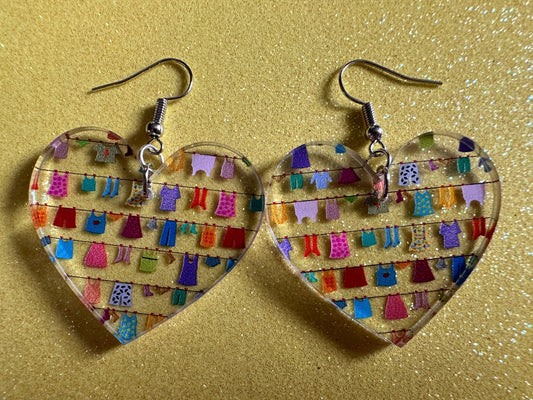 Hanging Clothes Earrings: Laser Cut Acrylic Laundry Earrings, Novelty, Clothese, Underwear, Shirts, Wash, Fun, Best Gifts for Her/Him/Them