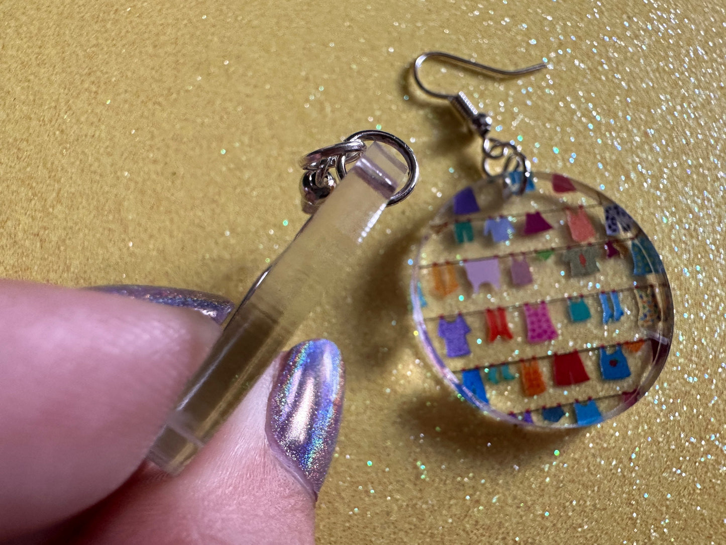 Hanging Clothes Earrings: Laser Cut Acrylic Laundry Earrings, Novelty, Clothese, Underwear, Shirts, Wash, Fun, Best Gifts for Her/Him/Them