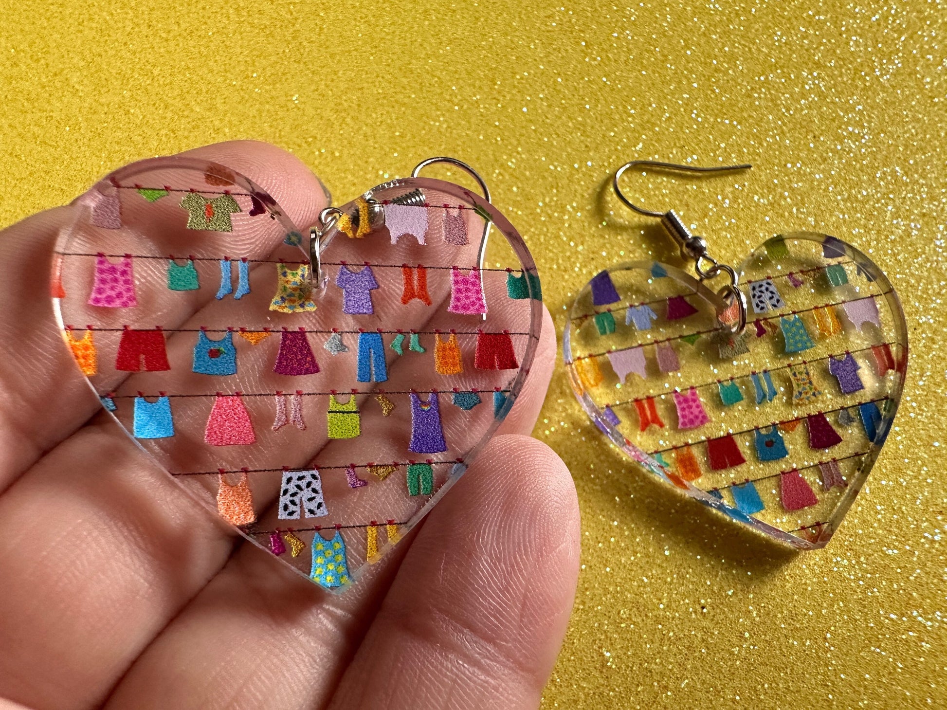 Hanging Clothes Earrings: Laser Cut Acrylic Laundry Earrings, Novelty, Clothese, Underwear, Shirts, Wash, Fun, Best Gifts for Her/Him/Them