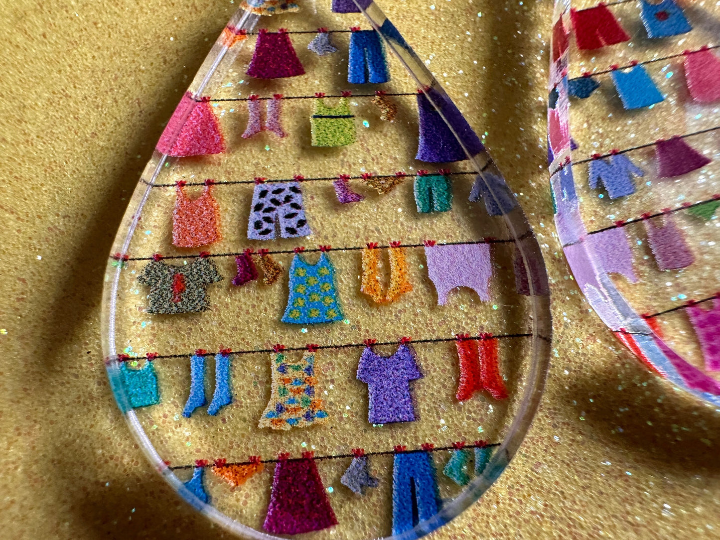 Hanging Clothes Earrings: Laser Cut Acrylic Laundry Earrings, Novelty, Clothese, Underwear, Shirts, Wash, Fun, Best Gifts for Her/Him/Them