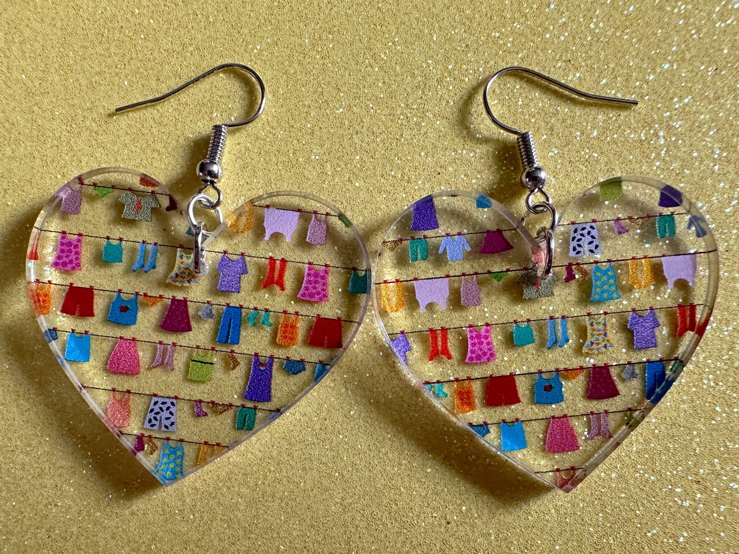 Hanging Clothes Earrings: Laser Cut Acrylic Laundry Earrings, Novelty, Clothese, Underwear, Shirts, Wash, Fun, Best Gifts for Her/Him/Them