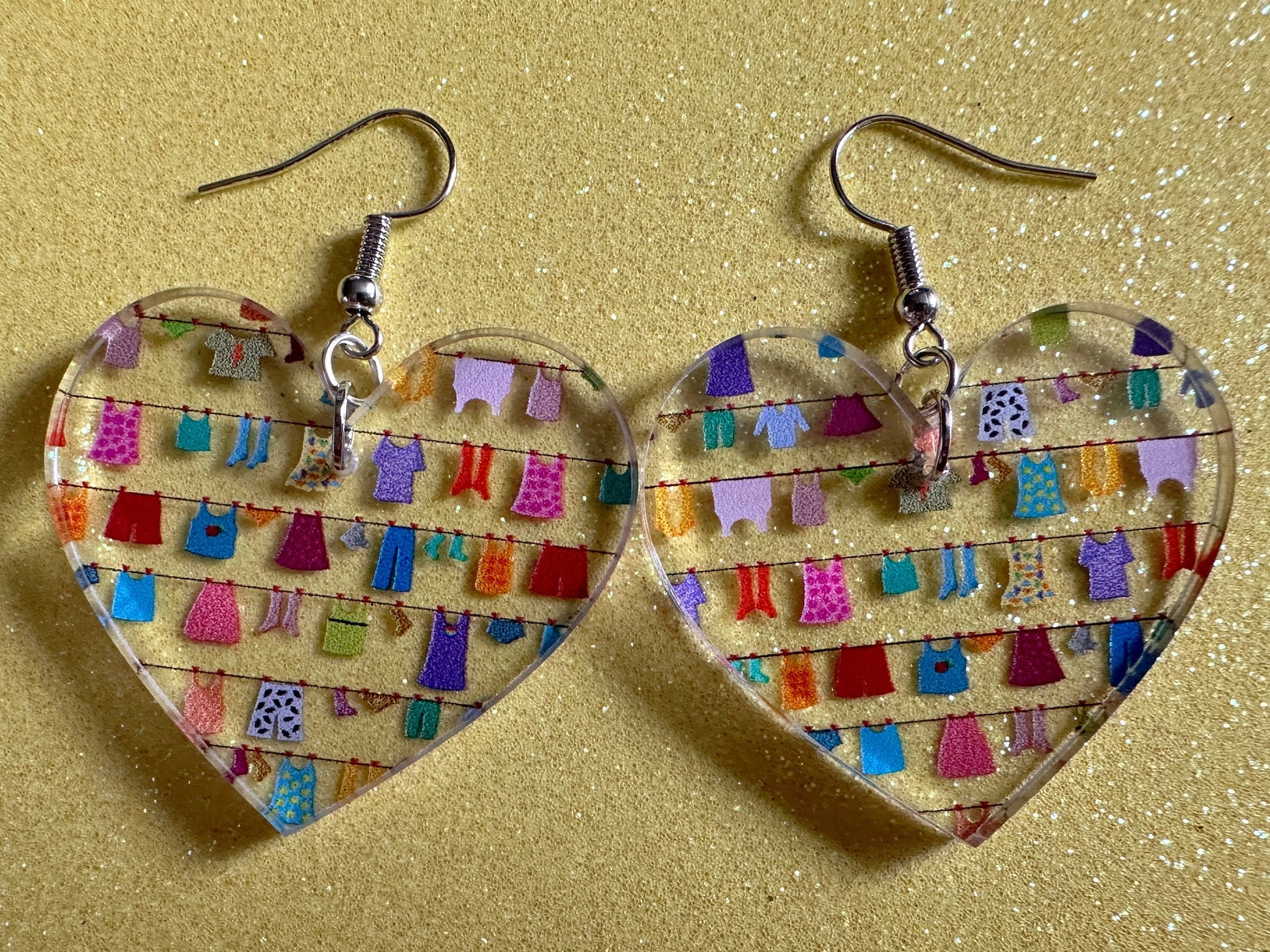 Hanging Clothes Earrings: Laser Cut Acrylic Laundry Earrings, Novelty, Clothese, Underwear, Shirts, Wash, Fun, Best Gifts for Her/Him/Them