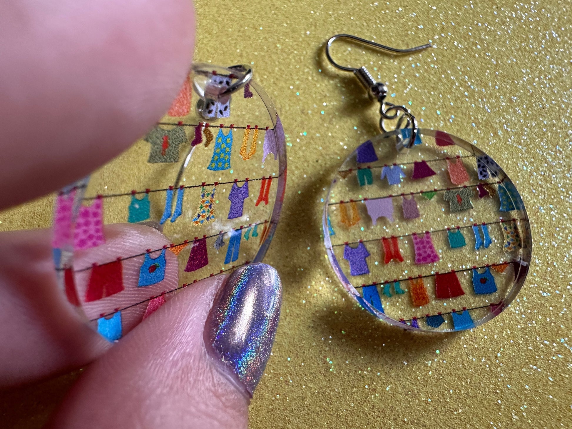 Hanging Clothes Earrings: Laser Cut Acrylic Laundry Earrings, Novelty, Clothese, Underwear, Shirts, Wash, Fun, Best Gifts for Her/Him/Them