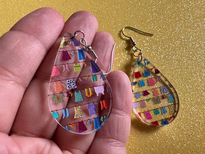 Hanging Clothes Earrings: Laser Cut Acrylic Laundry Earrings, Novelty, Clothese, Underwear, Shirts, Wash, Fun, Best Gifts for Her/Him/Them
