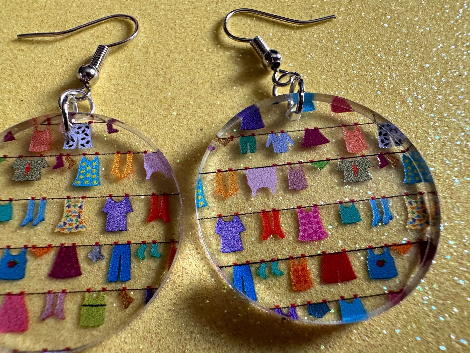 Hanging Clothes Earrings: Laser Cut Acrylic Laundry Earrings, Novelty, Clothese, Underwear, Shirts, Wash, Fun, Best Gifts for Her/Him/Them