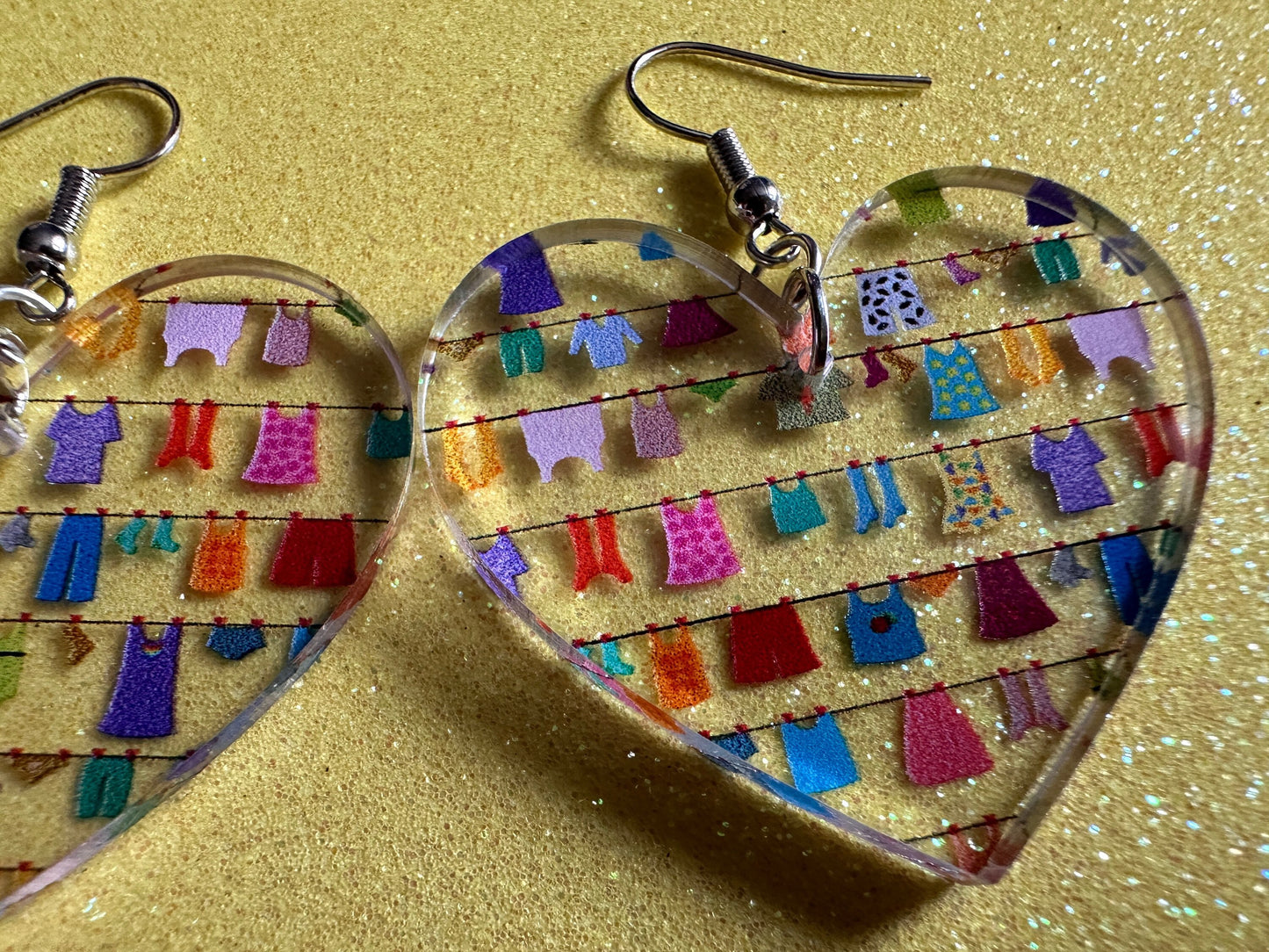 Hanging Clothes Earrings: Laser Cut Acrylic Laundry Earrings, Novelty, Clothese, Underwear, Shirts, Wash, Fun, Best Gifts for Her/Him/Them