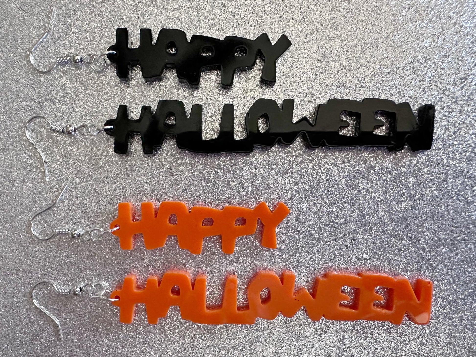 Happy Halloween Earrings: Laser Cut Acrylic Halloween Text, Black, Orange, Scary, Spooktastic, Best Gifts for Her/Him/Them