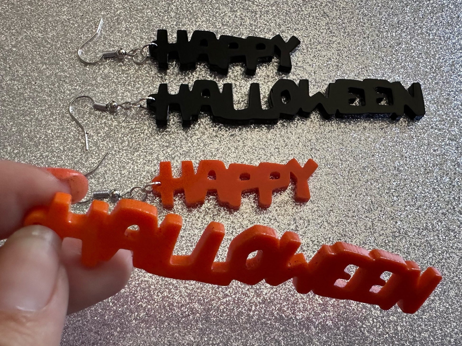 Happy Halloween Earrings: Laser Cut Acrylic Halloween Text, Black, Orange, Scary, Spooktastic, Best Gifts for Her/Him/Them