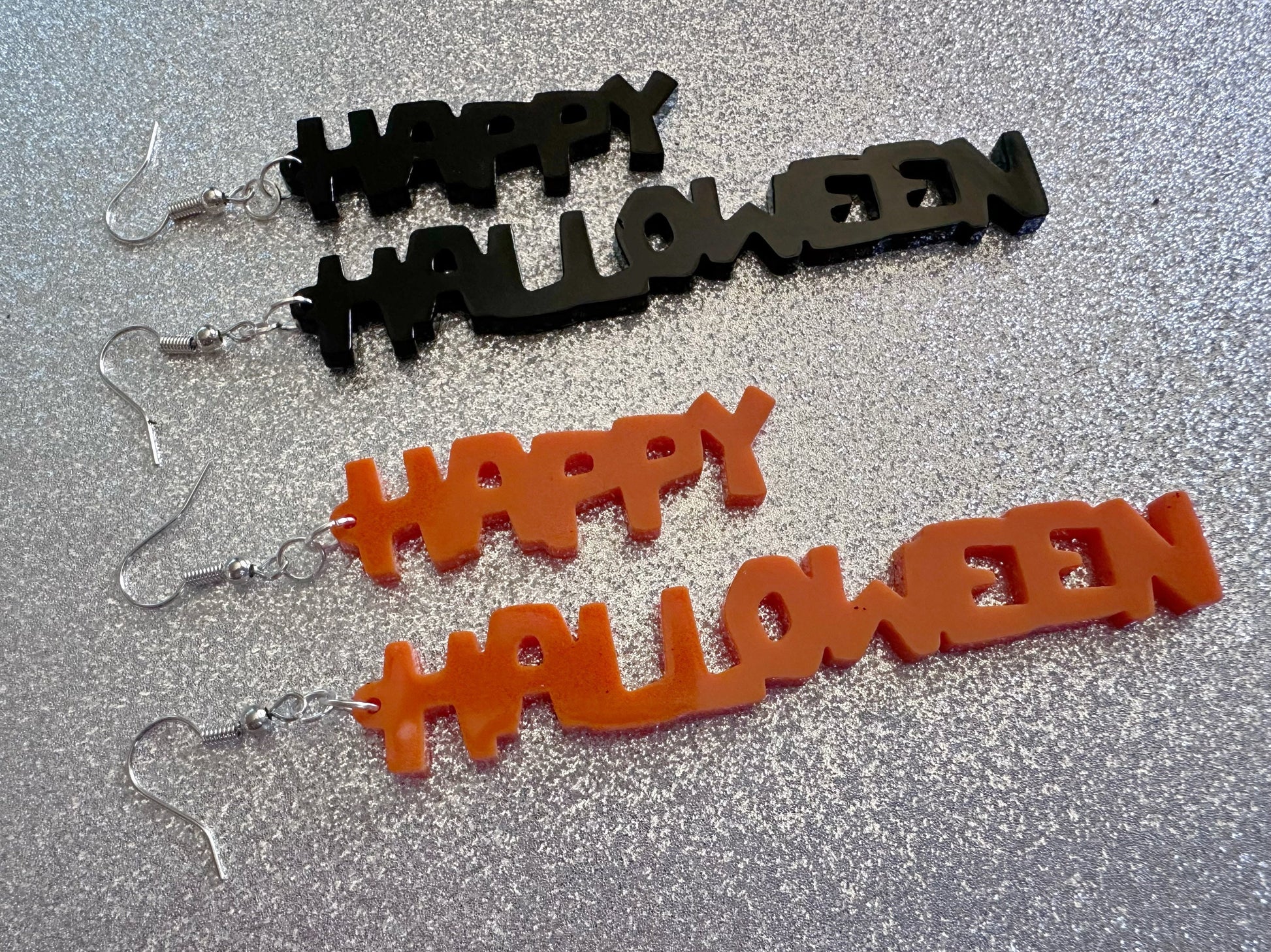Happy Halloween Earrings: Laser Cut Acrylic Halloween Text, Black, Orange, Scary, Spooktastic, Best Gifts for Her/Him/Them
