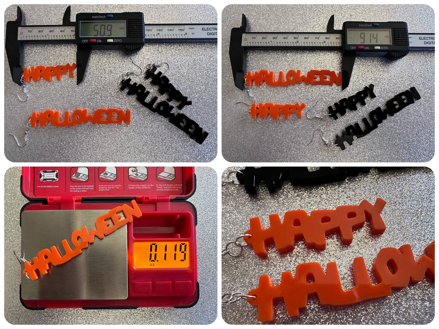 Happy Halloween Earrings: Laser Cut Acrylic Halloween Text, Black, Orange, Scary, Spooktastic, Best Gifts for Her/Him/Them