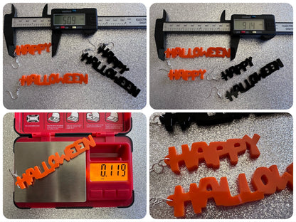 Happy Halloween Earrings: Laser Cut Acrylic Halloween Text, Black, Orange, Scary, Spooktastic, Best Gifts for Her/Him/Them