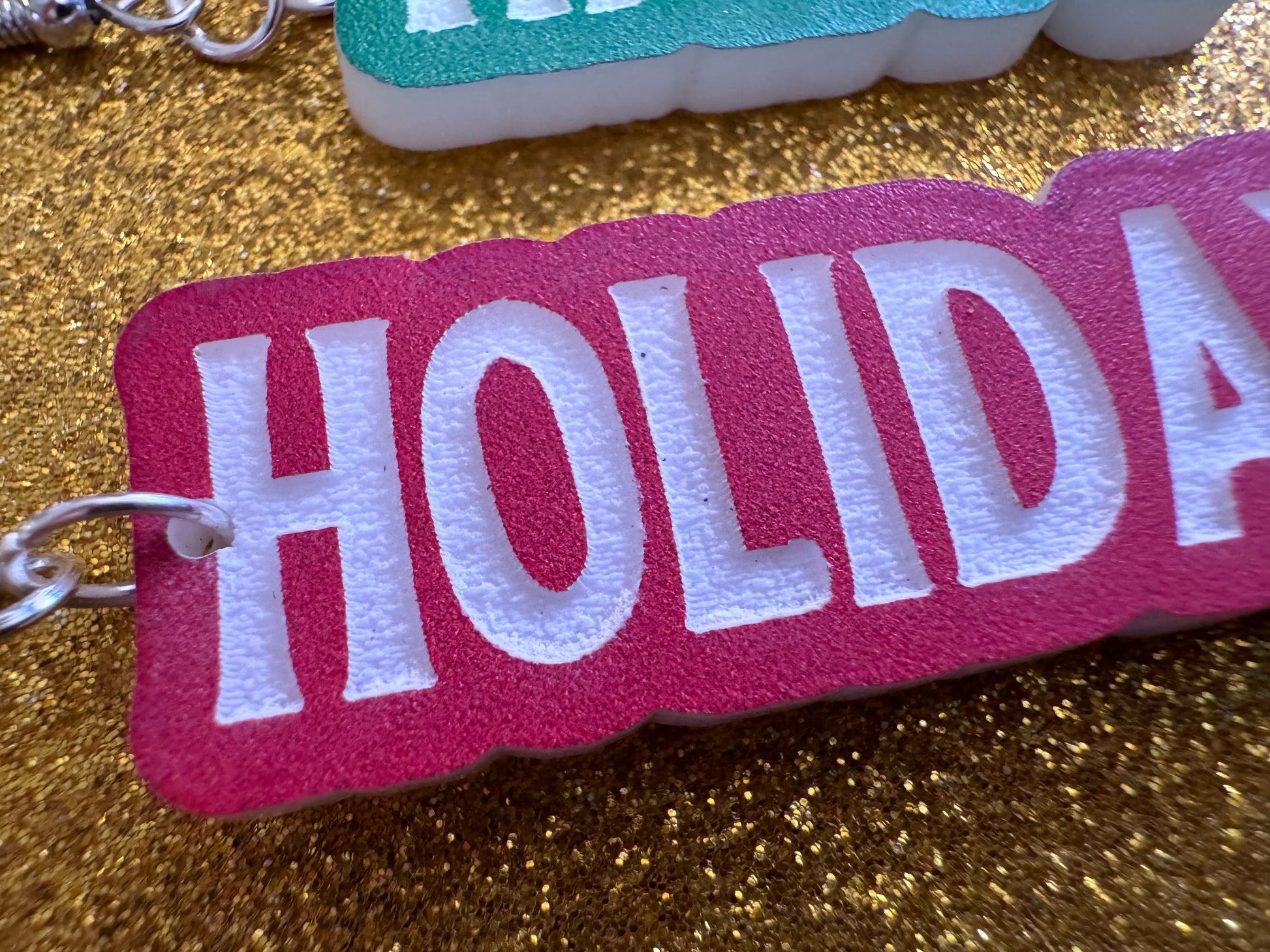Happy Holidays Earrings: Laser Cut Acrylic Holiday Earrings, X-mas, Winter, Christmas, Santa Claus, Presents, Best Gifts for Her/Him/Them