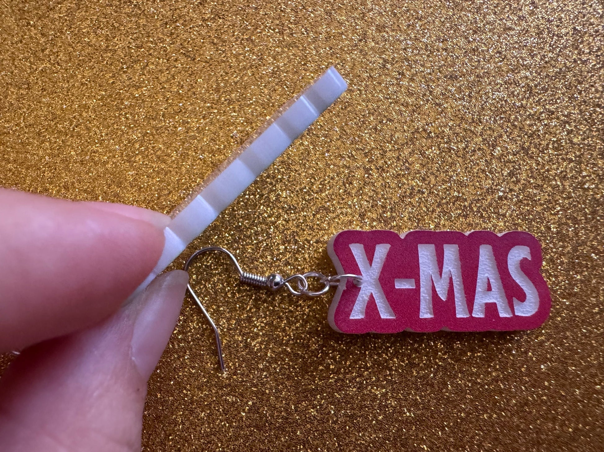 Happy X-Mas Earrings: Laser Cut Acrylic Christmas Text Earrings, X-mas, Winter Holidays, Santa Claus, Presents, Best Gifts for Her/Him/Them
