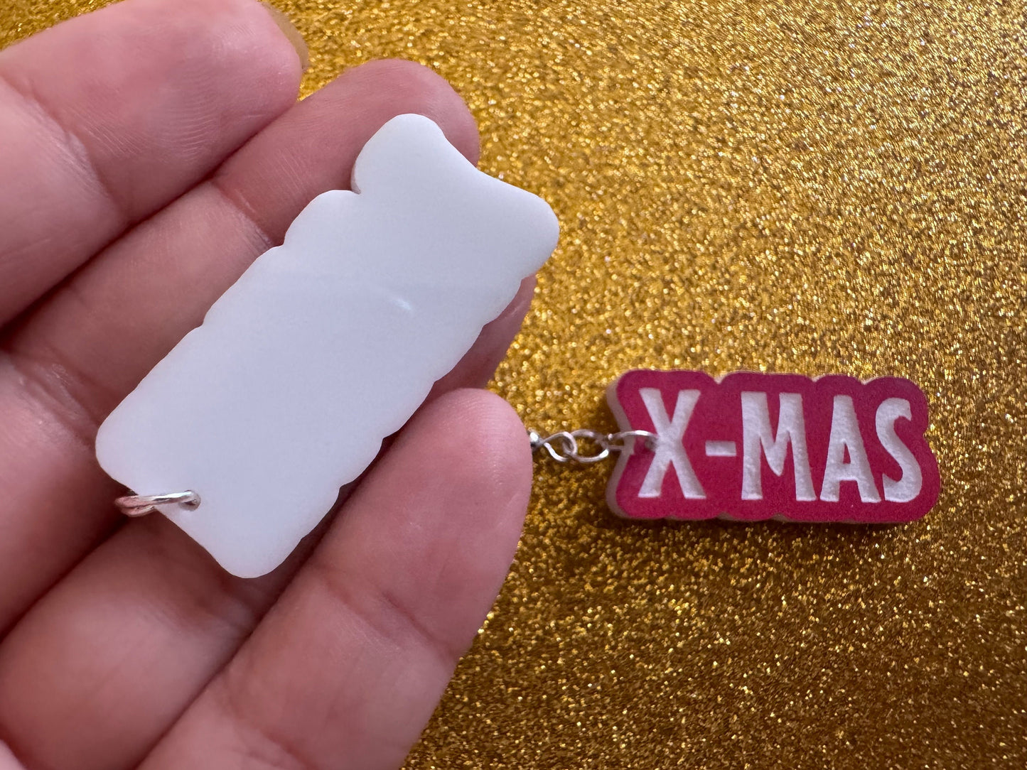Happy X-Mas Earrings: Laser Cut Acrylic Christmas Text Earrings, X-mas, Winter Holidays, Santa Claus, Presents, Best Gifts for Her/Him/Them