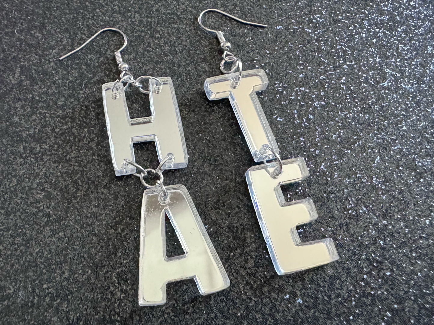 Hate Earrings: Laser Cut Words, Gag Gift, BFFS, Best Friend Gift, Girlfriends, Funny Bachelorette, Anniversary, Best Gifts for Her/Him/Them