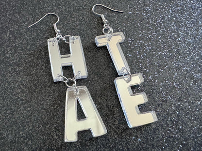Hate Earrings: Laser Cut Words, Gag Gift, BFFS, Best Friend Gift, Girlfriends, Funny Bachelorette, Anniversary, Best Gifts for Her/Him/Them