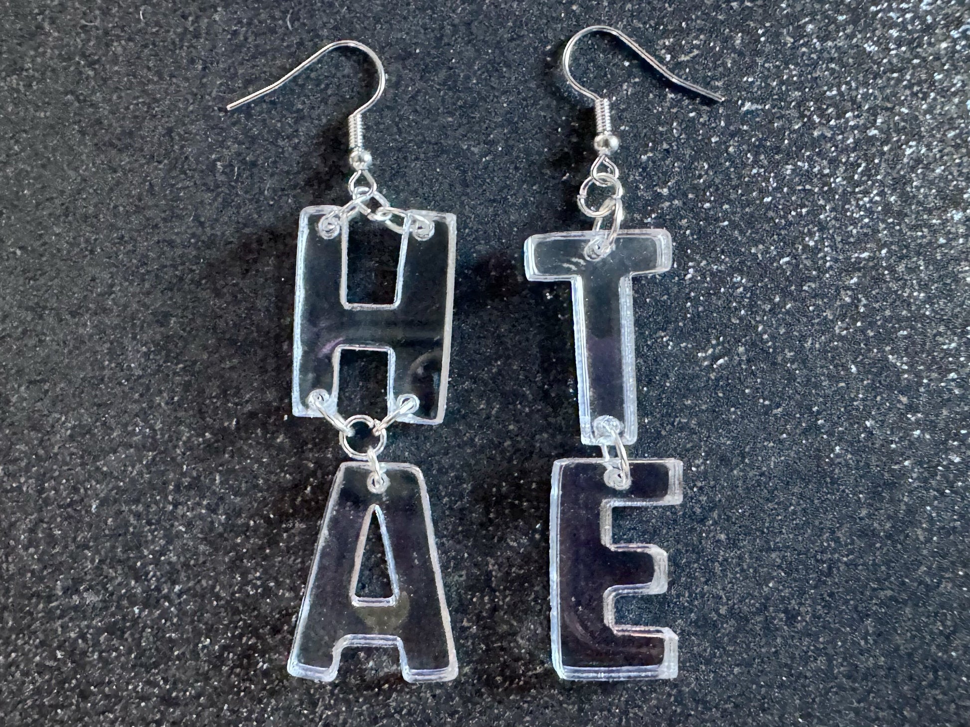 Hate Earrings: Laser Cut Words, Gag Gift, BFFS, Best Friend Gift, Girlfriends, Funny Bachelorette, Anniversary, Best Gifts for Her/Him/Them