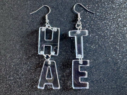 Hate Earrings: Laser Cut Words, Gag Gift, BFFS, Best Friend Gift, Girlfriends, Funny Bachelorette, Anniversary, Best Gifts for Her/Him/Them