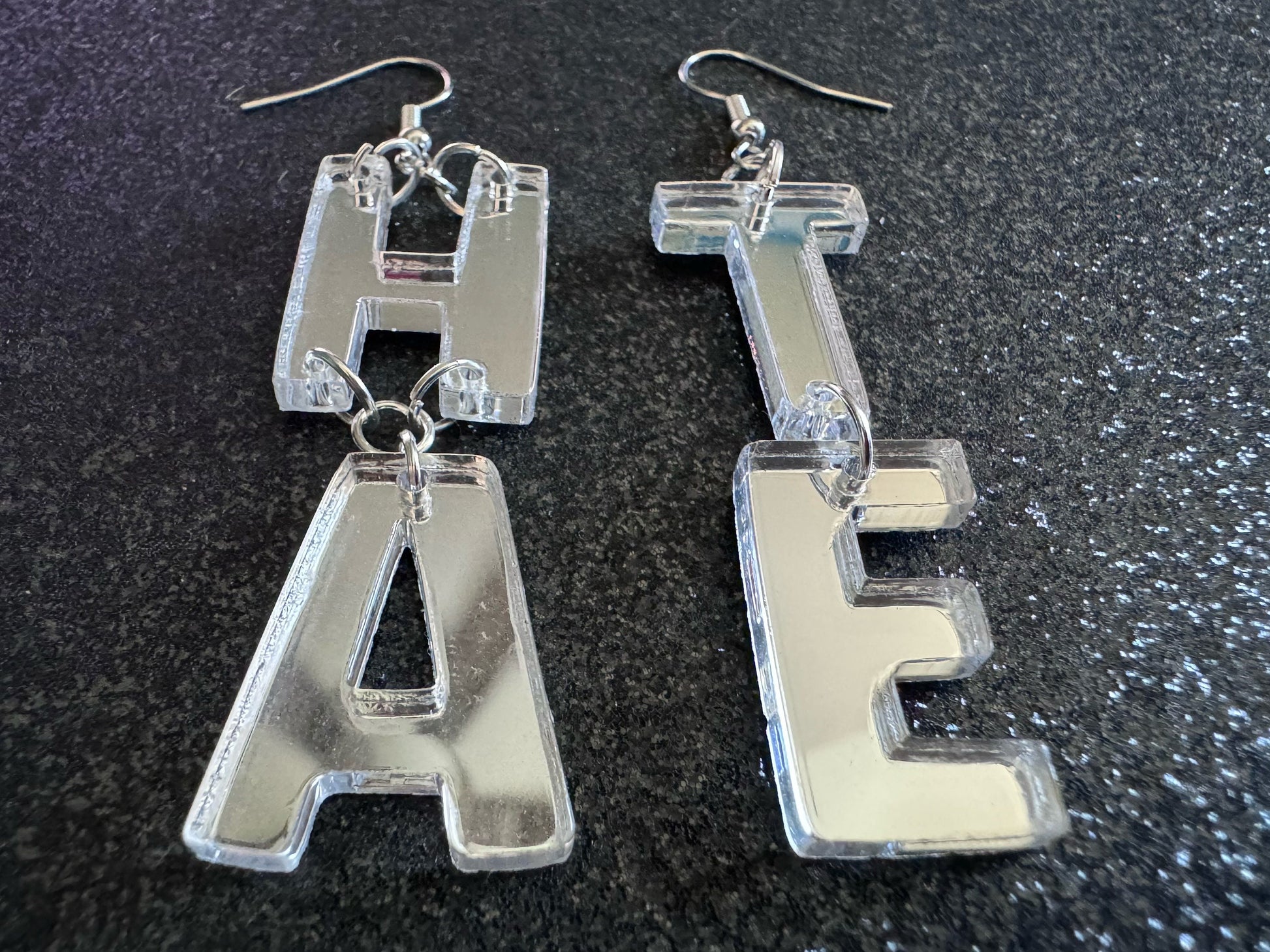 Hate Earrings: Laser Cut Words, Gag Gift, BFFS, Best Friend Gift, Girlfriends, Funny Bachelorette, Anniversary, Best Gifts for Her/Him/Them