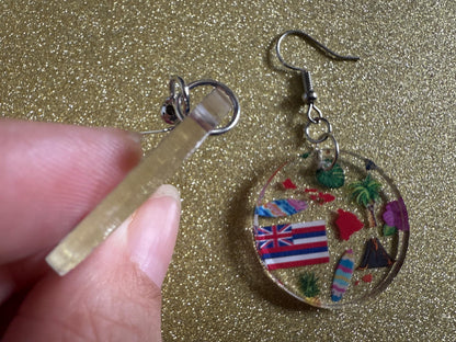 Hawaii Earrings: Laser Cut Acrylic Island Earrings, Hawaiian, Tropical, Volcano, Palm Tree, Surfing, Hibiscus, Best Gifts for Her/Him/Them