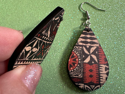 Hawaiian Earrings: Laser Cut Acrylic Polynesian Pattern, Traditional, Indigenous, Island, Native, Cultural, Hawaii, Gifts for Her/Him/Them