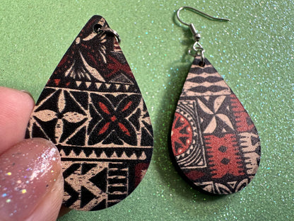 Hawaiian Earrings: Laser Cut Acrylic Polynesian Pattern, Traditional, Indigenous, Island, Native, Cultural, Hawaii, Gifts for Her/Him/Them