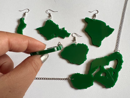 Hawaiian Islands Earrings: Laser Cut Acrylic Maui, Oahu, Kauai, Big Island, Niihau, Aloha, Best Gifts for Her/Him/Them