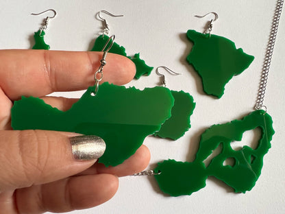 Hawaiian Islands Earrings: Laser Cut Acrylic Maui, Oahu, Kauai, Big Island, Niihau, Aloha, Best Gifts for Her/Him/Them