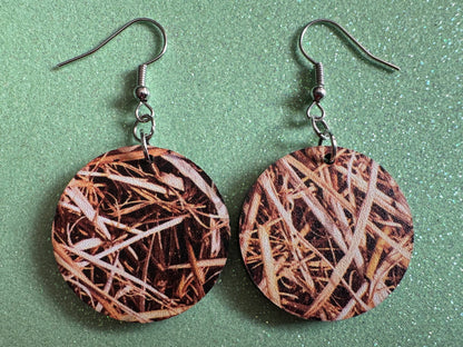 Hay Earrings: Laser Cut Acrylic Hay Earrings, Hay Print, Farm, Stable, Barn, Hay Bale, Fall, Hay Maze, Halloween,Best Gifts for Her/Him/Them
