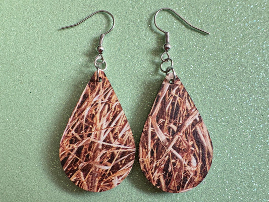 Hay Earrings: Laser Cut Acrylic Hay Earrings, Hay Print, Farm, Stable, Barn, Hay Bale, Fall, Hay Maze, Halloween,Best Gifts for Her/Him/Them