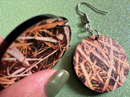 Hay Earrings: Laser Cut Acrylic Hay Earrings, Hay Print, Farm, Stable, Barn, Hay Bale, Fall, Hay Maze, Halloween,Best Gifts for Her/Him/Them