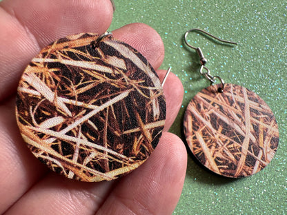 Hay Earrings: Laser Cut Acrylic Hay Earrings, Hay Print, Farm, Stable, Barn, Hay Bale, Fall, Hay Maze, Halloween,Best Gifts for Her/Him/Them