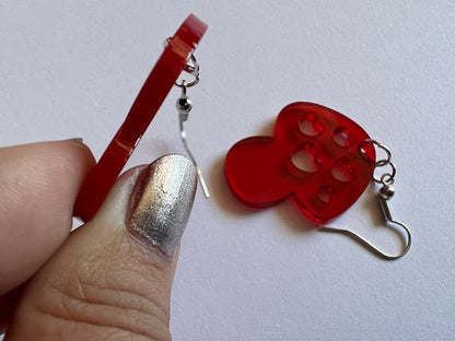Heart Amanita Mushroom Earrings: Mycology, Foraging, Laser Cut Acrylic Mushroom Jewelry, Plants, Whimsical, Fairy, Gifts for Her/Him/Them
