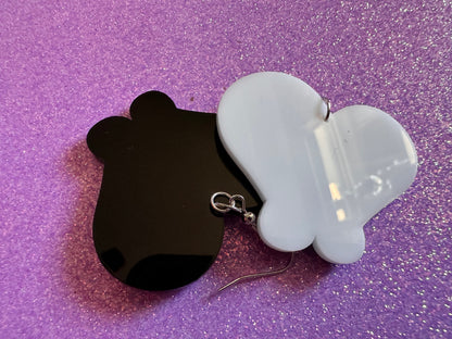 Heart Cat Earrings: Laser Cut Acrylic Cats, Kitty, Kitten, Pussy Cat, Animals, Feline, Black Cat, White Cat, Best Gifts for Her/Him/Them