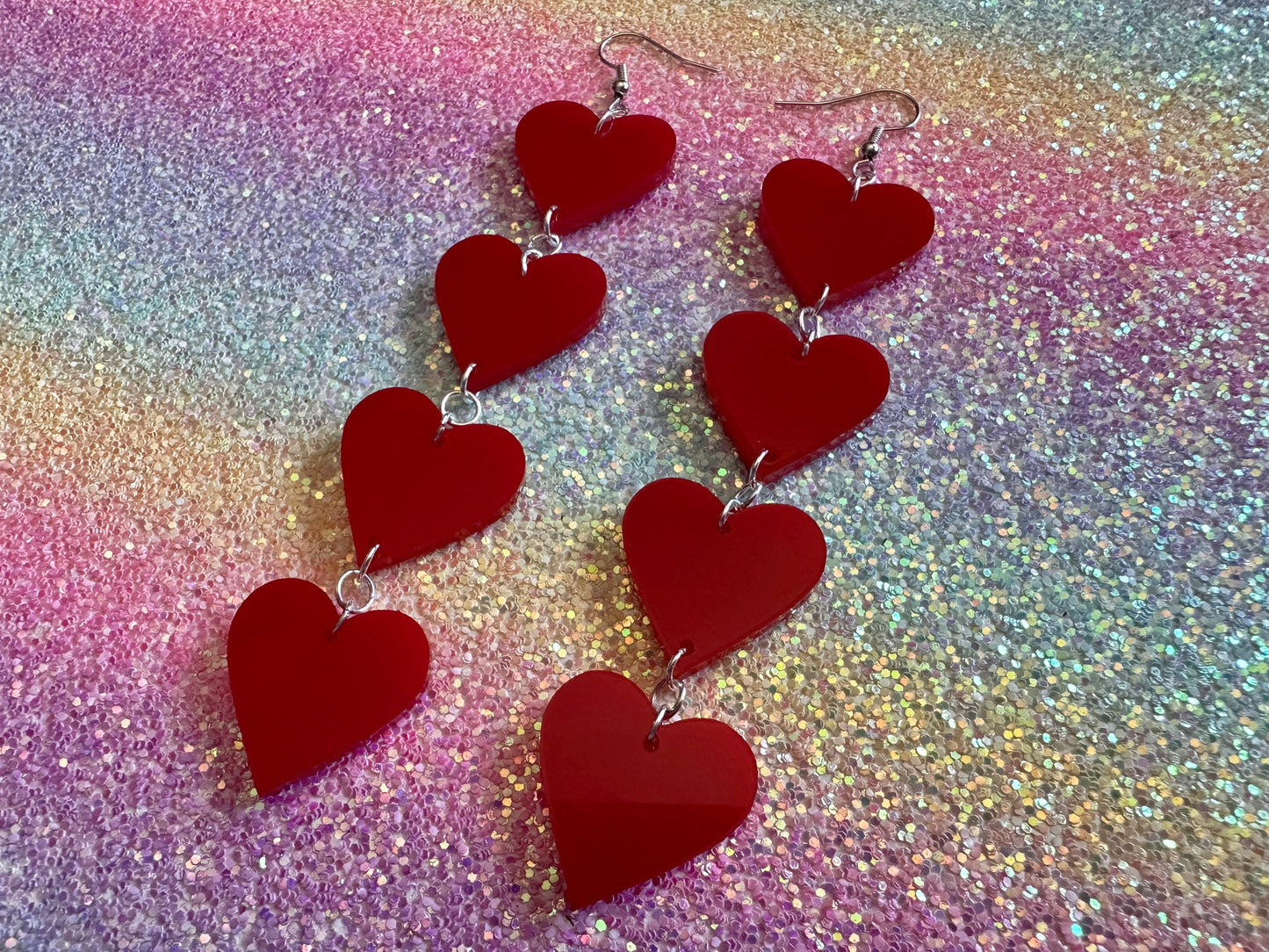 Heart Earrings: Laser Cut Acrylic Hearts, Love, Valentines Day, Anniversary, Best Gifts for Her/Him/Them