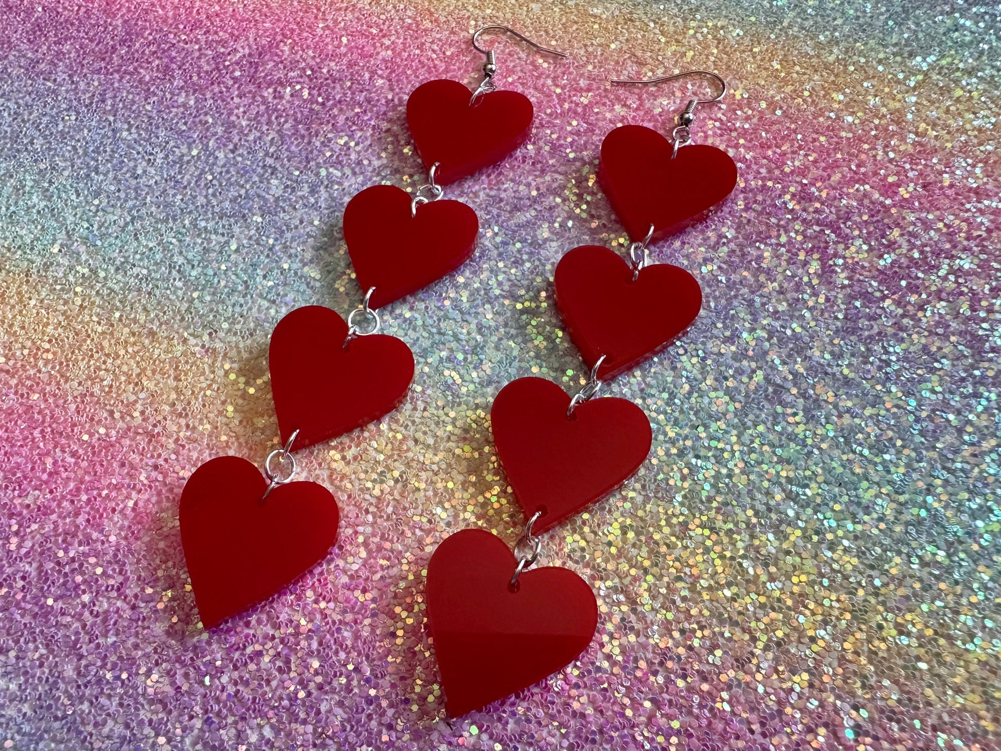 Heart Earrings: Laser Cut Acrylic Hearts, Love, Valentines Day, Anniversary, Best Gifts for Her/Him/Them