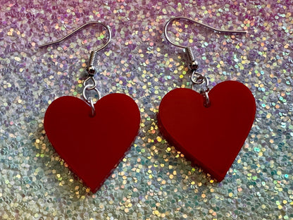Heart Earrings: Laser Cut Acrylic Hearts, Love, Valentines Day, Anniversary, Best Gifts for Her/Him/Them