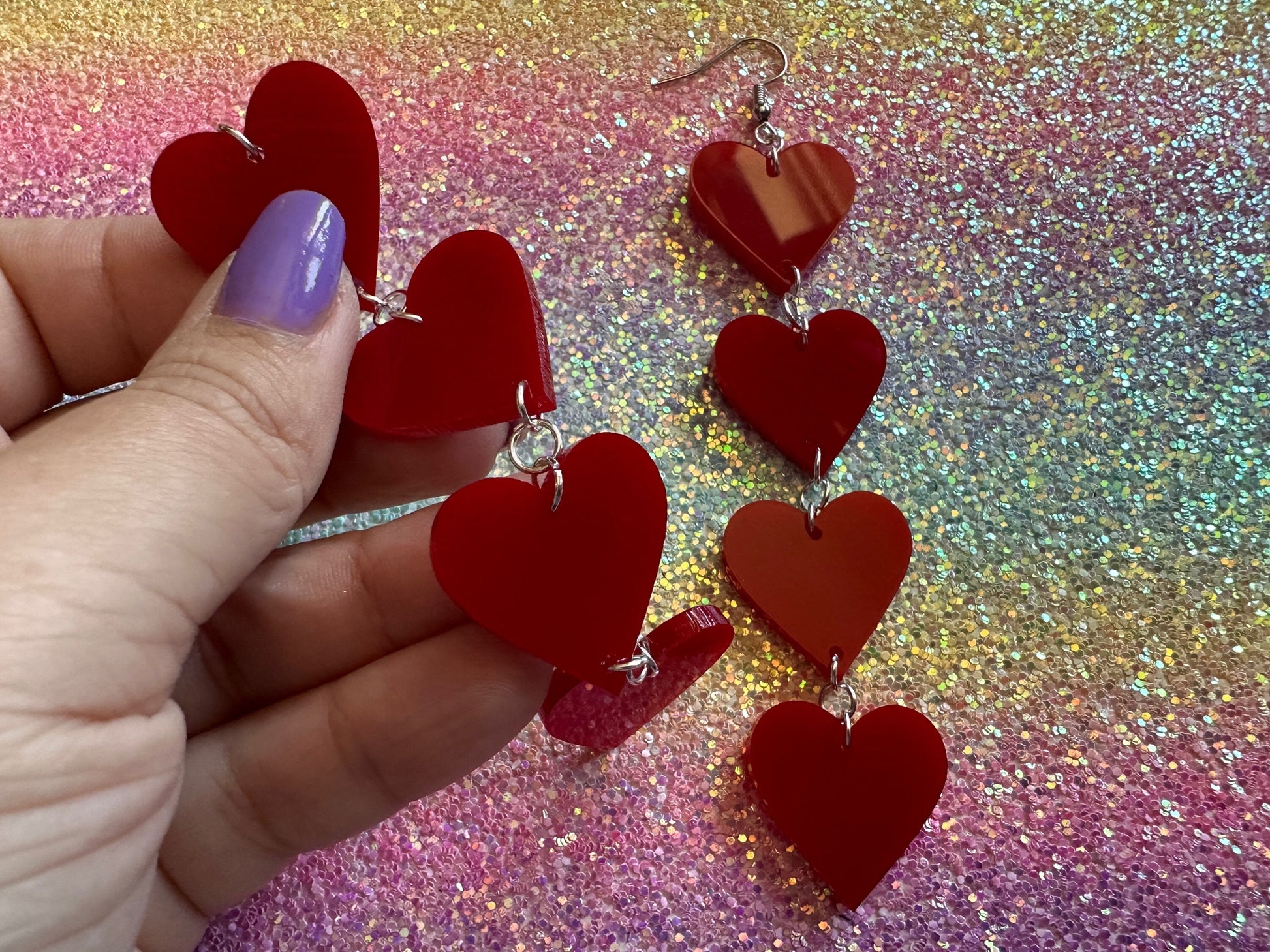 Heart Earrings: Laser Cut Acrylic Hearts, Love, Valentines Day, Anniversary, Best Gifts for Her/Him/Them