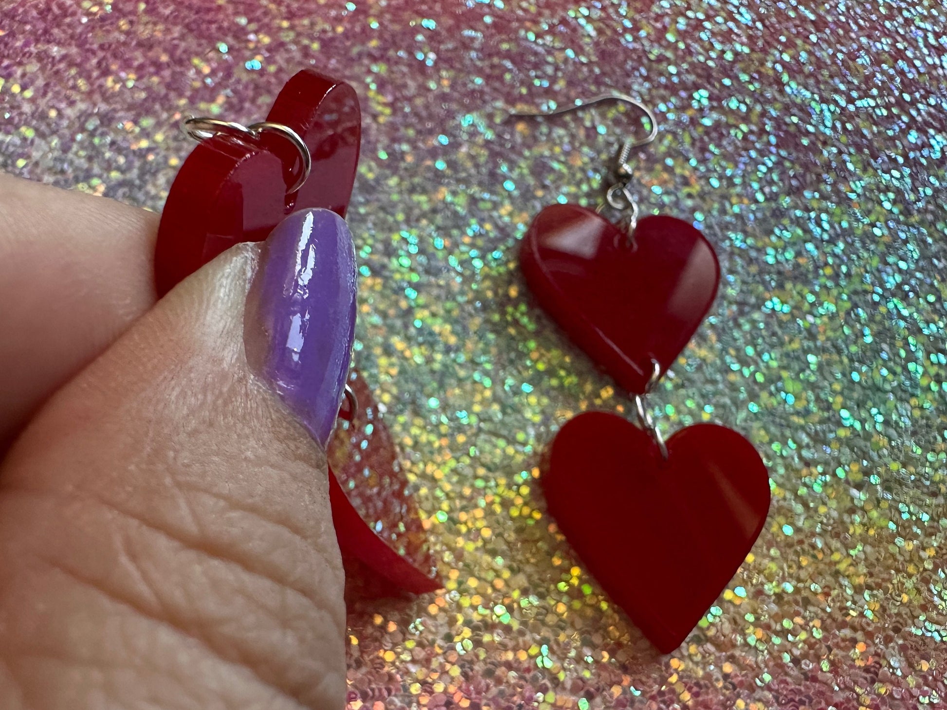 Heart Earrings: Laser Cut Acrylic Hearts, Love, Valentines Day, Anniversary, Best Gifts for Her/Him/Them