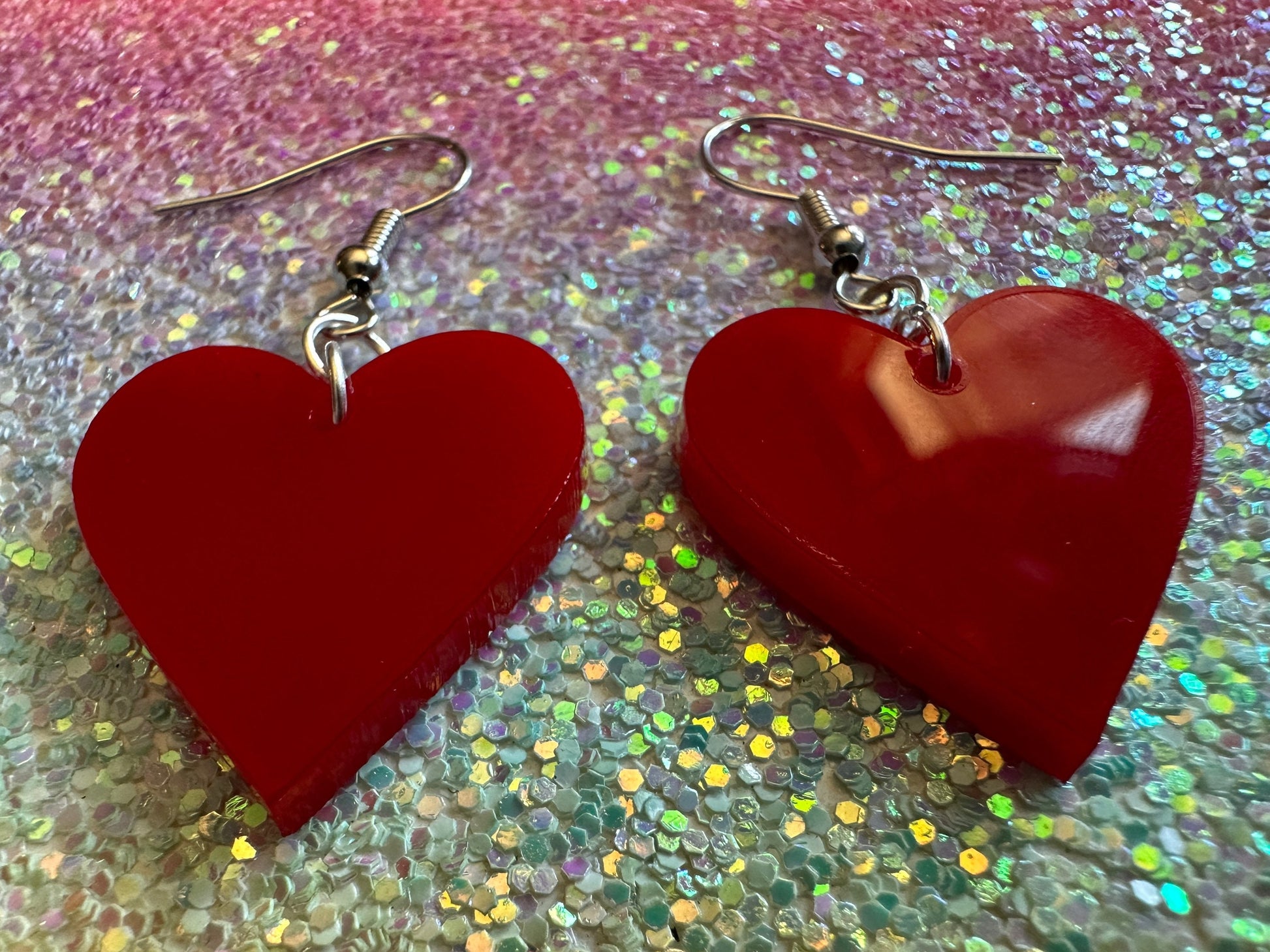 Heart Earrings: Laser Cut Acrylic Hearts, Love, Valentines Day, Anniversary, Best Gifts for Her/Him/Them