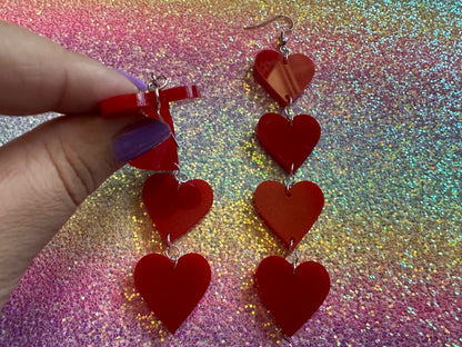 Heart Earrings: Laser Cut Acrylic Hearts, Love, Valentines Day, Anniversary, Best Gifts for Her/Him/Them