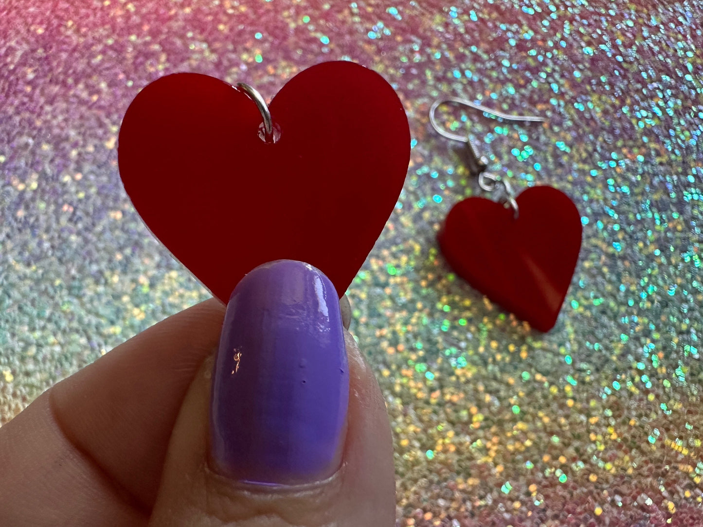 Heart Earrings: Laser Cut Acrylic Hearts, Love, Valentines Day, Anniversary, Best Gifts for Her/Him/Them